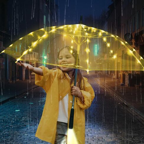 LED transparent luminous umbrella with flashlight creates dreamy atmosphere for you,light up umbrella is suitable for birthday, wedding and Christmas party (Multicolored light) in Kuwait