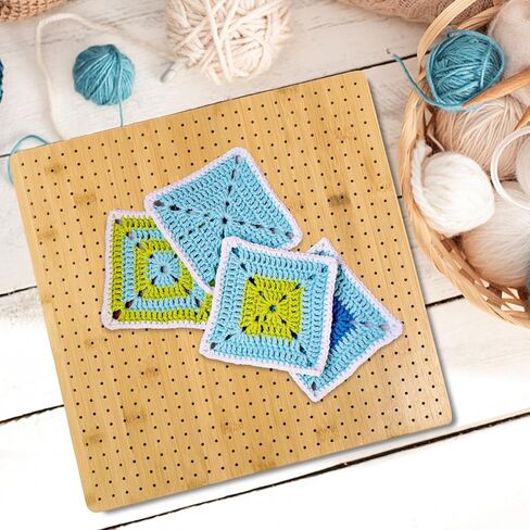 Iswabard 11x11 Inch Blocking Mats Blocking Board for Crocheting with 15 Stainless Steel Rods Crochet Blocking Board Large Base Bamboo Granny Square (Bamboo-C) in Kuwait