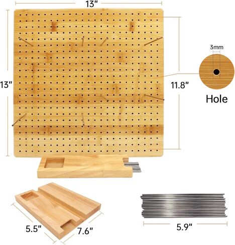Iswabard 11x11 Inch Blocking Mats Blocking Board for Crocheting with 15 Stainless Steel Rods Crochet Blocking Board Large Base Bamboo Granny Square (Bamboo-C) in Kuwait
