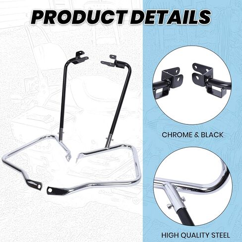 ECOTRIC Saddlebag Bracket Guard Bars Compatible with 2014-2024 Harley Davidson Touring Street Road Glide FLH Saddle Bags Guard Mount Black in Saudi Arabia
