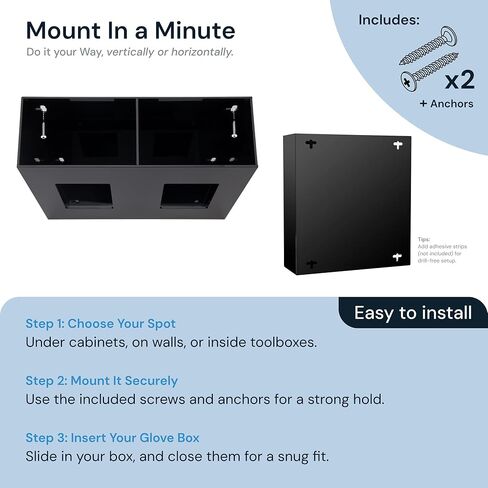 Black Glove Box Holder Dispenser – Single Side Loaded Acrylic Rack for Medical, Latex, Rubber, Nitrile, and Exam - Gloves Not Included (Black, Single) in Kuwait