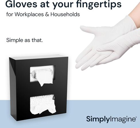 Black Glove Box Holder Dispenser – Single Side Loaded Acrylic Rack for Medical, Latex, Rubber, Nitrile, and Exam - Gloves Not Included (Black, Single) in Kuwait