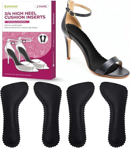 High Heel Cushion Inserts for Women - Bukihome 3/4 Invisible Insoles Prevent Feet from Sliding Forward - Shock & Sweat Absorption - Comfort Shoe Pads for High Heels Sandals Flats,Size M in Kuwait