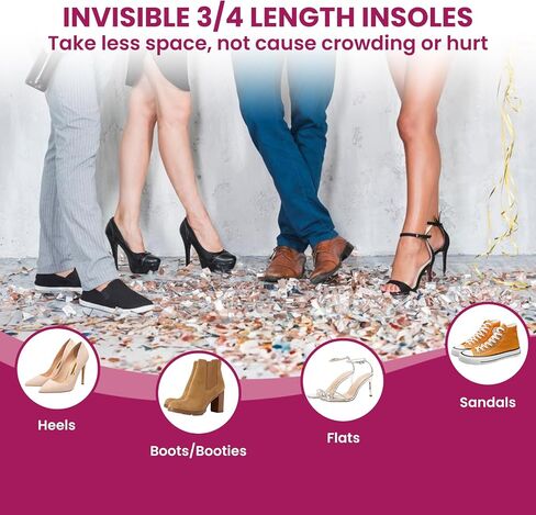High Heel Cushion Inserts for Women - Bukihome 3/4 Invisible Insoles Prevent Feet from Sliding Forward - Shock & Sweat Absorption - Comfort Shoe Pads for High Heels Sandals Flats,Size M in Kuwait
