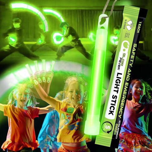 Glow Fever Super Bright Emergency Safety Military Grade Glow Sticks with 5 Minutes Duration. Great for Concerts Live Events, Camping, Dancing, Weddings and Summer Vacation (Green, 10PCS) in Saudi Arabia