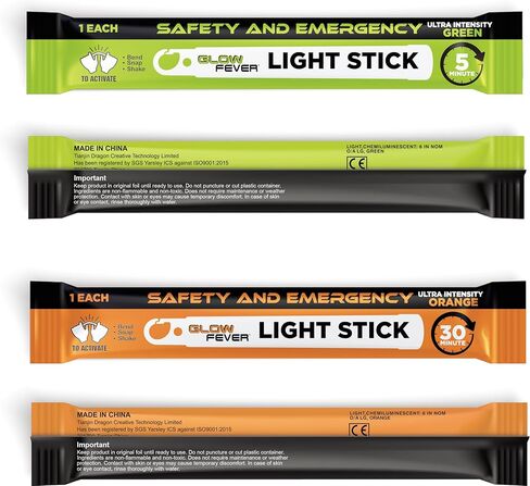 Glow Fever Super Bright Emergency Safety Military Grade Glow Sticks with 30 Minutes Duration. Great for Concerts Live Events, Camping, Dancing, Weddings and Summer Vacation (Orange, 10PCS) in Kuwait