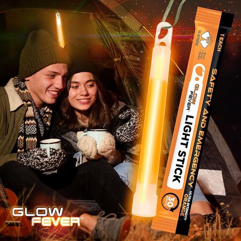 Glow Fever Super Bright Emergency Safety Military Grade Glow Sticks with 30 Minutes Duration. Great for Concerts Live Events, Camping, Dancing, Weddings and Summer Vacation (Orange, 10PCS) in Kuwait