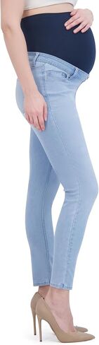 Women’s Maternity Jeans Over The Belly Waistband with Belt Loops - Fall Maternity Clothes-Pregnancy Clothes for All Seasons, Maternity Pants – 29“ Inseam (M, White) in Kuwait