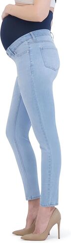 Women’s Maternity Jeans Over The Belly Waistband with Belt Loops - Fall Maternity Clothes-Pregnancy Clothes for All Seasons, Maternity Pants – 29“ Inseam (M, White) in Kuwait