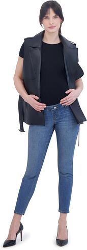 Women’s Maternity Jeans Over The Belly Waistband with Belt Loops - Fall Maternity Clothes-Pregnancy Clothes for All Seasons, Maternity Pants – 29“ Inseam (M, White) in Kuwait