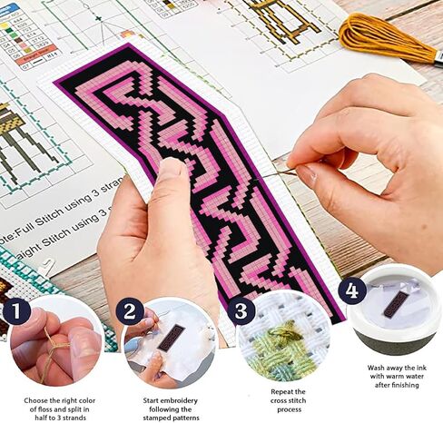 ORIGACH 6 Pcs Cross Stitch Bookmark Kit for Beginner with Backing Felt Floss Instruction Bible Verses Stamped Embroidery Bookmark Kit for Starters Adults Book Lovers in Kuwait
