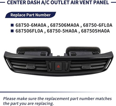 Center Dash A/C Dashboard AC Outlet Air Vent Panel 68750-6MA0A 68750-6FL0A 68750-5HA0A Compatible with Nissan Rogue 2014-2020 / Rogue Sport 2017-2022 in Kuwait