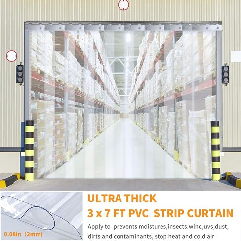 مجموعة ستارة باب الشريط البلاستيكي 9pcs ، ارتفاع 48 "عرض × 84" ، 0.08 بوصة شريط الستار PVC للسيارة في مجمدات ، مبردات وأبواب المستودعات ، مع 50 ٪ تداخل ل 4 '× 7' باب الشريط الأبواب الباب in Kuwait