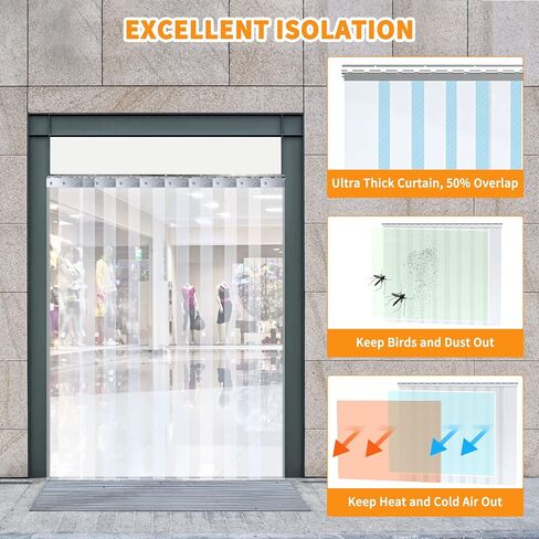 مجموعة ستارة باب الشريط البلاستيكي 9pcs ، ارتفاع 48 "عرض × 84" ، 0.08 بوصة شريط الستار PVC للسيارة في مجمدات ، مبردات وأبواب المستودعات ، مع 50 ٪ تداخل ل 4 '× 7' باب الشريط الأبواب الباب in Kuwait