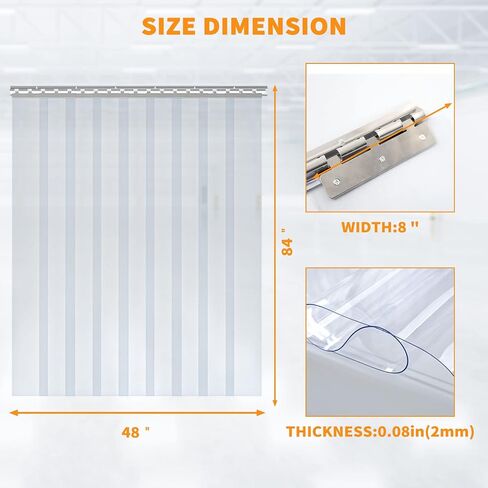 مجموعة ستارة باب الشريط البلاستيكي 9pcs ، ارتفاع 48 "عرض × 84" ، 0.08 بوصة شريط الستار PVC للسيارة في مجمدات ، مبردات وأبواب المستودعات ، مع 50 ٪ تداخل ل 4 '× 7' باب الشريط الأبواب الباب in Kuwait