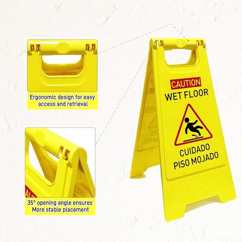 3 عبوات الحذر علامة الأرضية الرطبة ، 24 بوصة (حوالي 60 سم) الارتفاع ، صفراء زاه in Kuwait