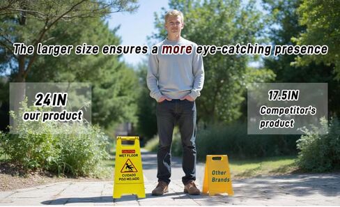 3 عبوات الحذر علامة الأرضية الرطبة ، 24 بوصة (حوالي 60 سم) الارتفاع ، صفراء زاه in Kuwait