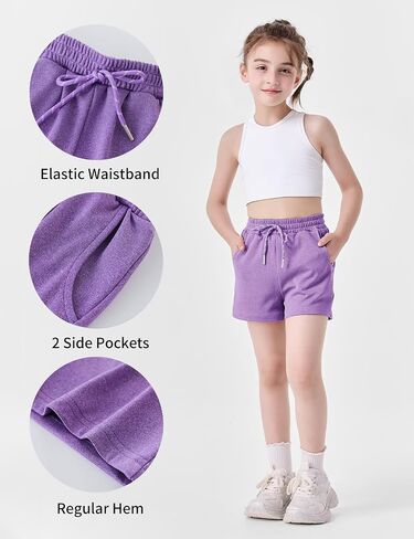 Teen Girls Athletic Shorts, 3 Pack Casual Soft Girls Running Soccer Bike Biker Comfy Shorts with Pockets, Size 4-16Y in Kuwait
