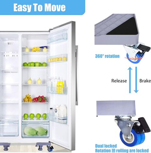 YOOGAA Mini Fridge Stand Adjustable Furniture Mover Mobile Roller Multi-Functional Base for Washing Machine, Dryer, Refrigerator, Laundry Pedestal 4 Strong Feet (4 Feet Grey) in Kuwait