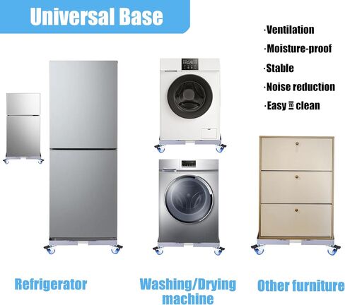 YOOGAA Mini Fridge Stand Adjustable Furniture Mover Mobile Roller Multi-Functional Base for Washing Machine, Dryer, Refrigerator, Laundry Pedestal 4 Strong Feet (4 Feet Grey) in Kuwait