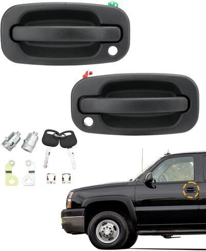 Exterior Door Handle Set, Compatible with 1999-2007 Chevy Silverado Suburban Tahoe Avalanche, GMC Sierra Yukon, Cadillac Escalade, Front & Rear Left Driver & Right Passenger | 15034986 15721571 77262 in Kuwait
