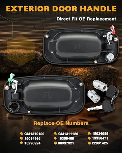 Exterior Door Handle Set, Compatible with 1999-2007 Chevy Silverado Suburban Tahoe Avalanche, GMC Sierra Yukon, Cadillac Escalade, Front & Rear Left Driver & Right Passenger | 15034986 15721571 77262 in Kuwait