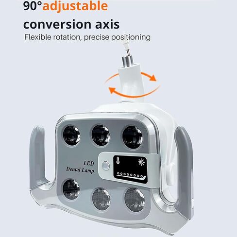 Ceiling Mounted Dental Lamp, Dental Shadowless Light with 6 LED Lights, Color Temp 3500-5500K Adjustable, 3 Axises Movement Flexible, Fit 22/26mm Port, for Dental Chair, Surgery Department in Saudi Arabia