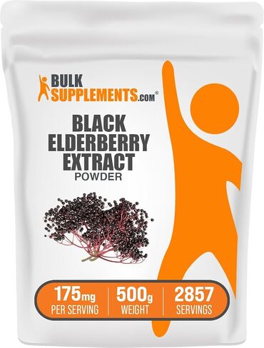 BulkSupplements.com Elderberry Extract Powder - Elderberry Supplements, from Black Elderberry - for Immune Support, Gluten Free - 175mg per Serving, 250g (8.8 oz) (Pack of 1) in Saudi Arabia