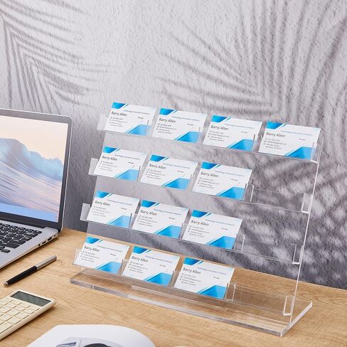 حامل بطاقة العمل للمكتب Acrylic Business Card Display Pusiness Display Stand متعددة منظمات بطاقات العمل لمعرض اجتماع المكتب (Clear ، 12 plots) in Kuwait