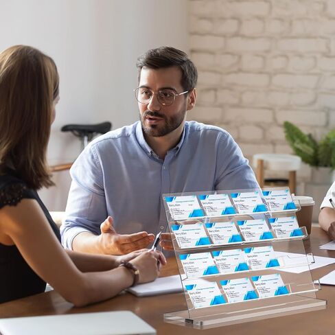 حامل بطاقة العمل للمكتب Acrylic Business Card Display Pusiness Display Stand متعددة منظمات بطاقات العمل لمعرض اجتماع المكتب (Clear ، 12 plots) in Kuwait