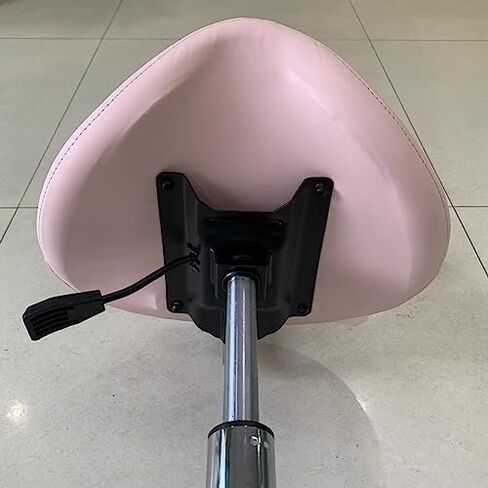 Pink Saddle Stool with Back Support - Ergonomic Rolling Chair for Estheticians, Dentists, and Clinics - Comfortable Saddle Seat with Wheels for Office Use in Kuwait