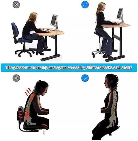 Pink Saddle Stool with Back Support - Ergonomic Rolling Chair for Estheticians, Dentists, and Clinics - Comfortable Saddle Seat with Wheels for Office Use in Kuwait