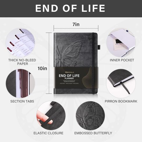 End of Life Planner with Labels & Pocket - Guided Estate Organizer for Final Arrangements, Last Wishes, Will & Beneficiary Preparation - 7x10, Death Planner for the Rebirth of the Soul in Saudi Arabia