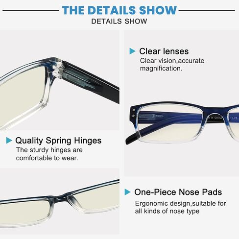 Blue Light Reading Glasses With Spring Hinges, 12-Pack Rectangular Readers For Women, Two Tone Design in Saudi Arabia