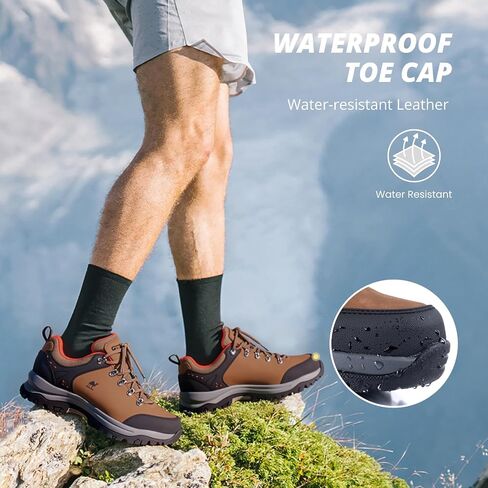 CAMEL CROWN Hiking Shoes Men Trekking Shoe Low Top Outdoor Walking Waterproof Leather Trail Sneakers in Saudi Arabia