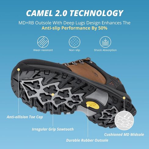 CAMEL CROWN Hiking Shoes Men Trekking Shoe Low Top Outdoor Walking Waterproof Leather Trail Sneakers in Saudi Arabia