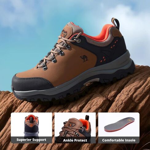 CAMEL CROWN Hiking Shoes Men Trekking Shoe Low Top Outdoor Walking Waterproof Leather Trail Sneakers in Saudi Arabia