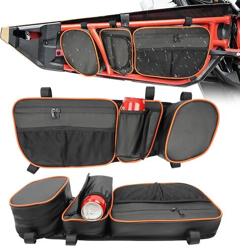 BORDAN X3 Door Storage Bags Fit for Can-Am Maverick X3 MAX models 2017-2025, X3 Front Door Bag with Removable Knee Pad, Upgraded PVC Waterproof UTV Side Bags, Pack of 2, Orange in Kuwait