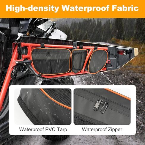 BORDAN X3 Door Storage Bags Fit for Can-Am Maverick X3 MAX models 2017-2025, X3 Front Door Bag with Removable Knee Pad, Upgraded PVC Waterproof UTV Side Bags, Pack of 2, Orange in Kuwait