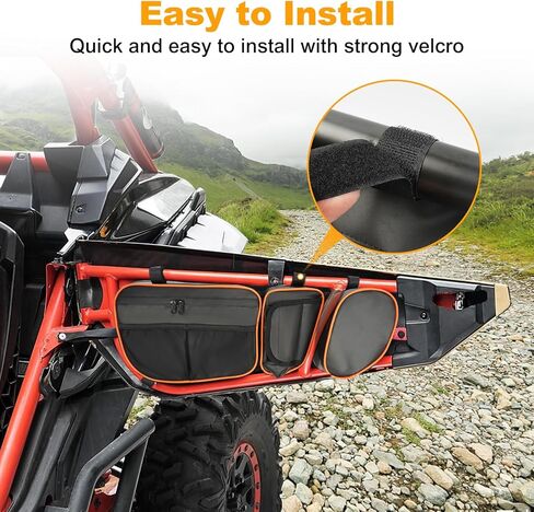 BORDAN X3 Door Storage Bags Fit for Can-Am Maverick X3 MAX models 2017-2025, X3 Front Door Bag with Removable Knee Pad, Upgraded PVC Waterproof UTV Side Bags, Pack of 2, Orange in Kuwait