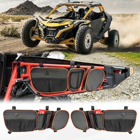 BORDAN X3 Door Storage Bags Fit for Can-Am Maverick X3 MAX models 2017-2025, X3 Front Door Bag with Removable Knee Pad, Upgraded PVC Waterproof UTV Side Bags, Pack of 2, Orange in Kuwait