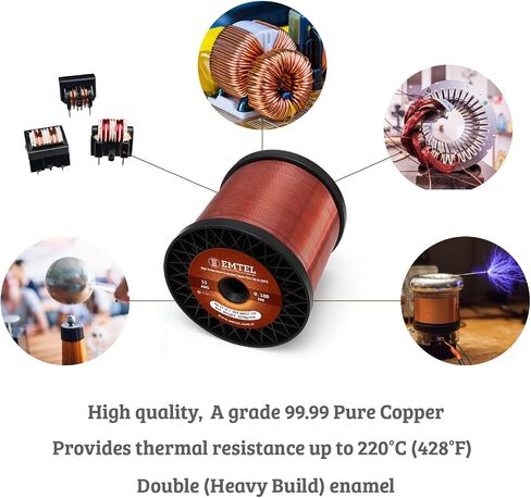 18 AWG - 5 رطل (1000 قدم) سلك نحاسي نقي 99.9 ٪ ، سلك مغناطيسي مينا للمحرك ، المحول ، الملف المغناطيسي ، وبستنة الثقافة الكهربائية ، سلك مغناطيس متعرج - 220 درجة مئوية (428 درجة فهرنهايت) فئة حرارية in Kuwait
