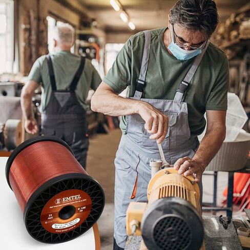 18 AWG - 5 رطل (1000 قدم) سلك نحاسي نقي 99.9 ٪ ، سلك مغناطيسي مينا للمحرك ، المحول ، الملف المغناطيسي ، وبستنة الثقافة الكهربائية ، سلك مغناطيس متعرج - 220 درجة مئوية (428 درجة فهرنهايت) فئة حرارية in Kuwait