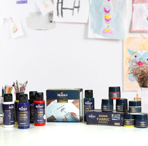 Bluebird 12-Pack Fabric Paint, Primary Colors, 3.4 Fl Oz each, Permanent Fabric Paints for Clothes in Kuwait