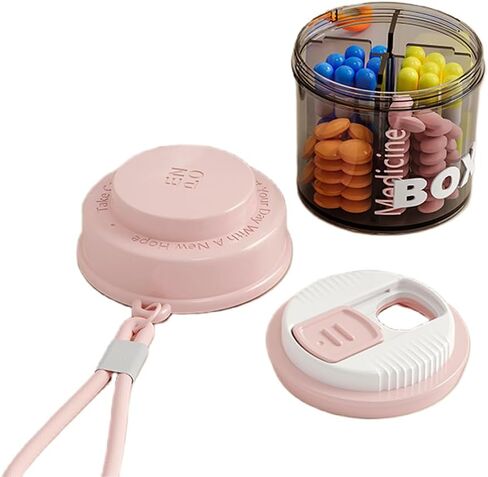 Mini Pill Box for Women, Transparent Water Ripple Design, BPA-Free Travel-Sized ABS Pill Organizer with Silicone Seal, Compact & Portable Medicine Case for Purse, Backpack & Travel in Kuwait