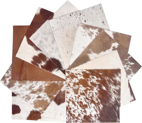Genuine Cowhide Leather Pieces, Natural Mixed Colors, Decorative Hair-On Hide Squares 8 x 8 Inch in Kuwait