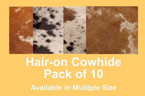 Genuine Cowhide Leather Pieces, Natural Mixed Colors, Decorative Hair-On Hide Squares 8 x 8 Inch in Kuwait