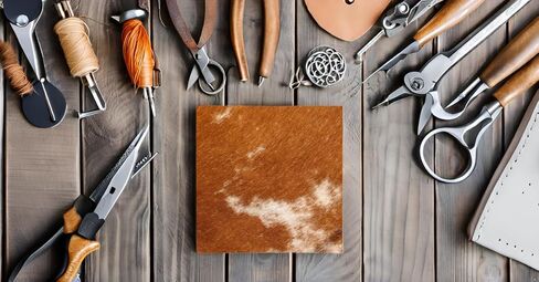 Genuine Cowhide Leather Pieces, Natural Mixed Colors, Decorative Hair-On Hide Squares 8 x 8 Inch in Kuwait