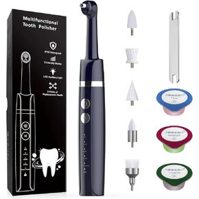 Tooth Polisher,Teeth Polishing Kit for Daily Cleaning,Polishing Then Whitening of Tooth (Professional Toothpaste Include),USB Rechargeable Dental Polisher with LED Light,6 Heads,5 Speed Modes in Kuwait