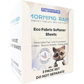 MorningRain Eco Fabric Softener Sheets for Washing Machine - Fragrance-Free, Preservative-Free, Ultra-Concentrated - 30 Sheets for Up to 60 Loads, Anti-Static, Reduces Wrinkles, Softens Clothes in Saudi Arabia